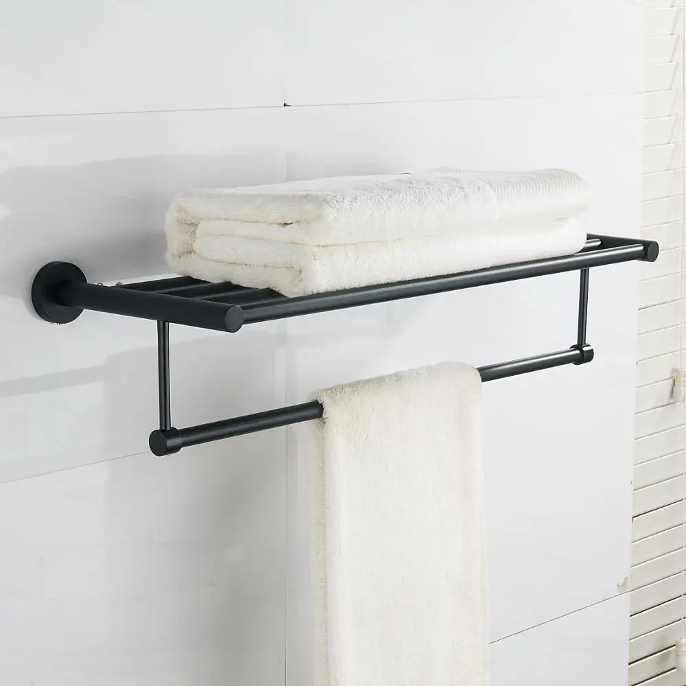 
Decorative Bathroom Towel Rack Bathroom Accessory Black Wall Mounted Towel Shelf 