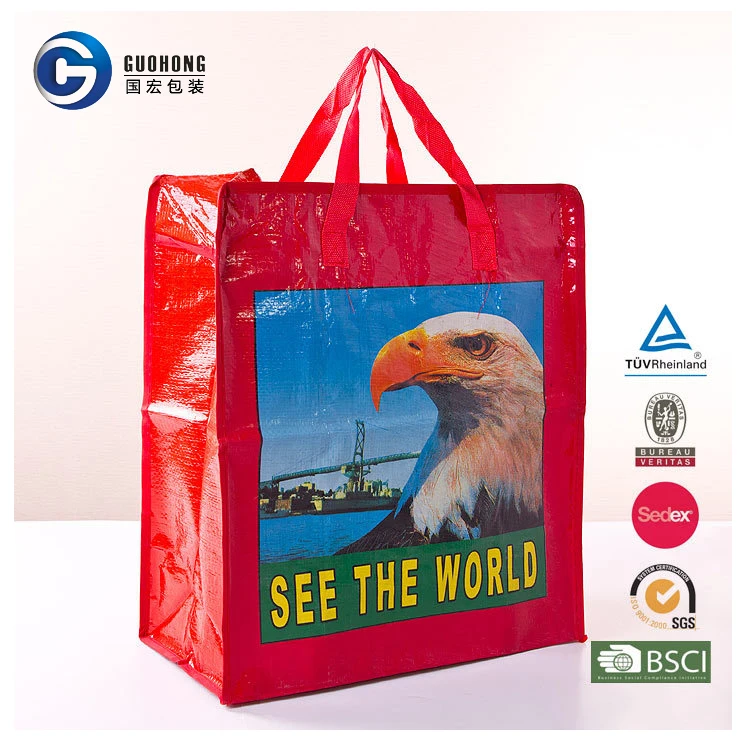 Super Quality Stripe PP Woven Bag with Lamination | PP Woven Zipper Bag