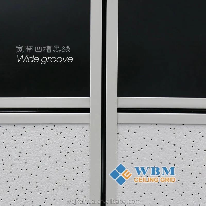 Frame Black Line Tee Profile Wide Plane Groove System T-bar Runner Suspension Ceiling Grid Factory Outlet Metal Contemporary WBM