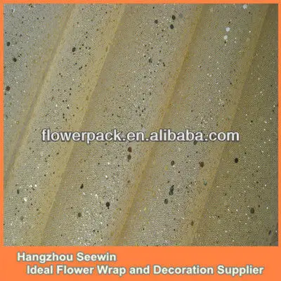 Golden sequin christmas tulle fabric