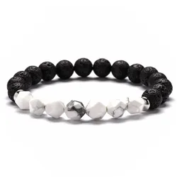 8mm Real Natural Red Agate Tiger Eye Natural Lava Stone Wrist Mala Women Men Bracelet