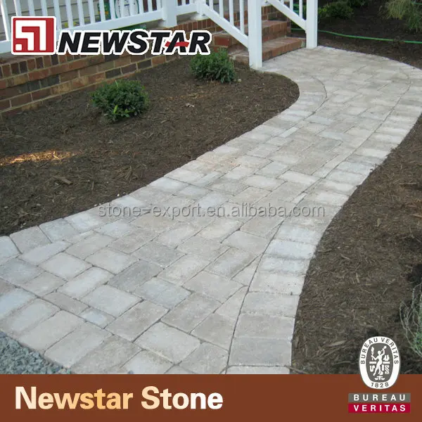 Tumbled finish flat stone pavers