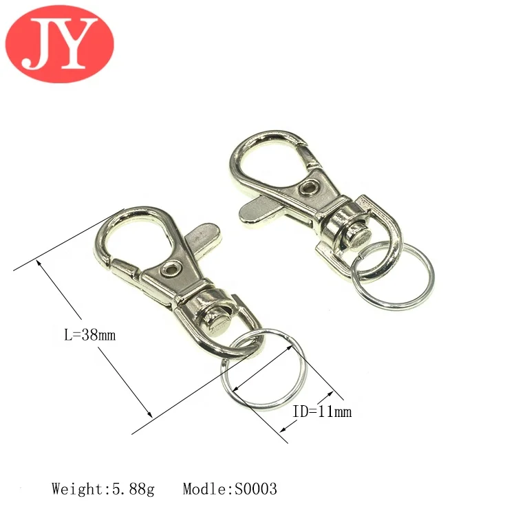 Ready to ship 38mm nickle color zinc alloy clasps metal snap hook with keyring