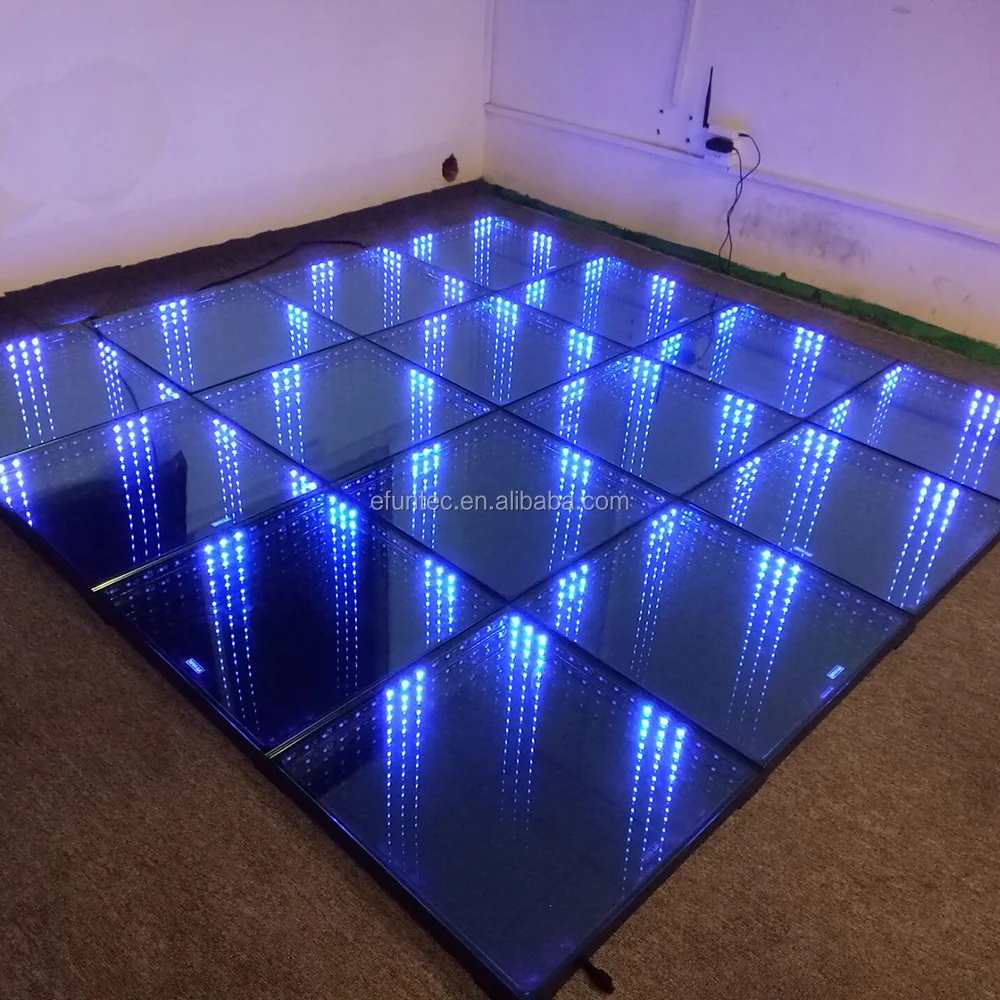 RGB color changing DMX interactive dance floor panels stage 3d infinity led mirror dance floor