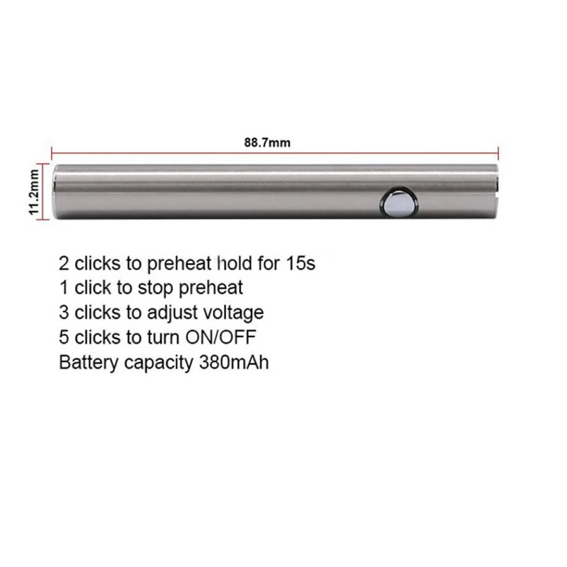 
380mAh Max Preheat Battery Variable Voltage Bottom Charge with USB 510 Vape Pen Battery for G5 AC1003 V9 BK KP 92A3 Tank 