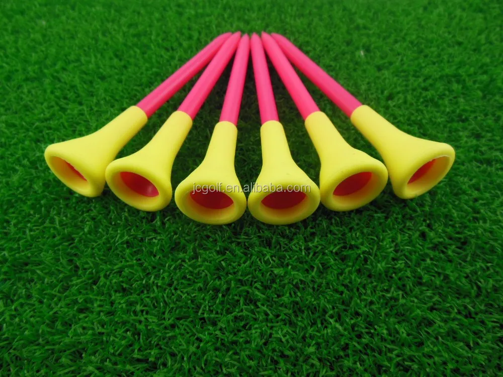 70mm plastic golf tee With colorful Large Rubber Cushion Top