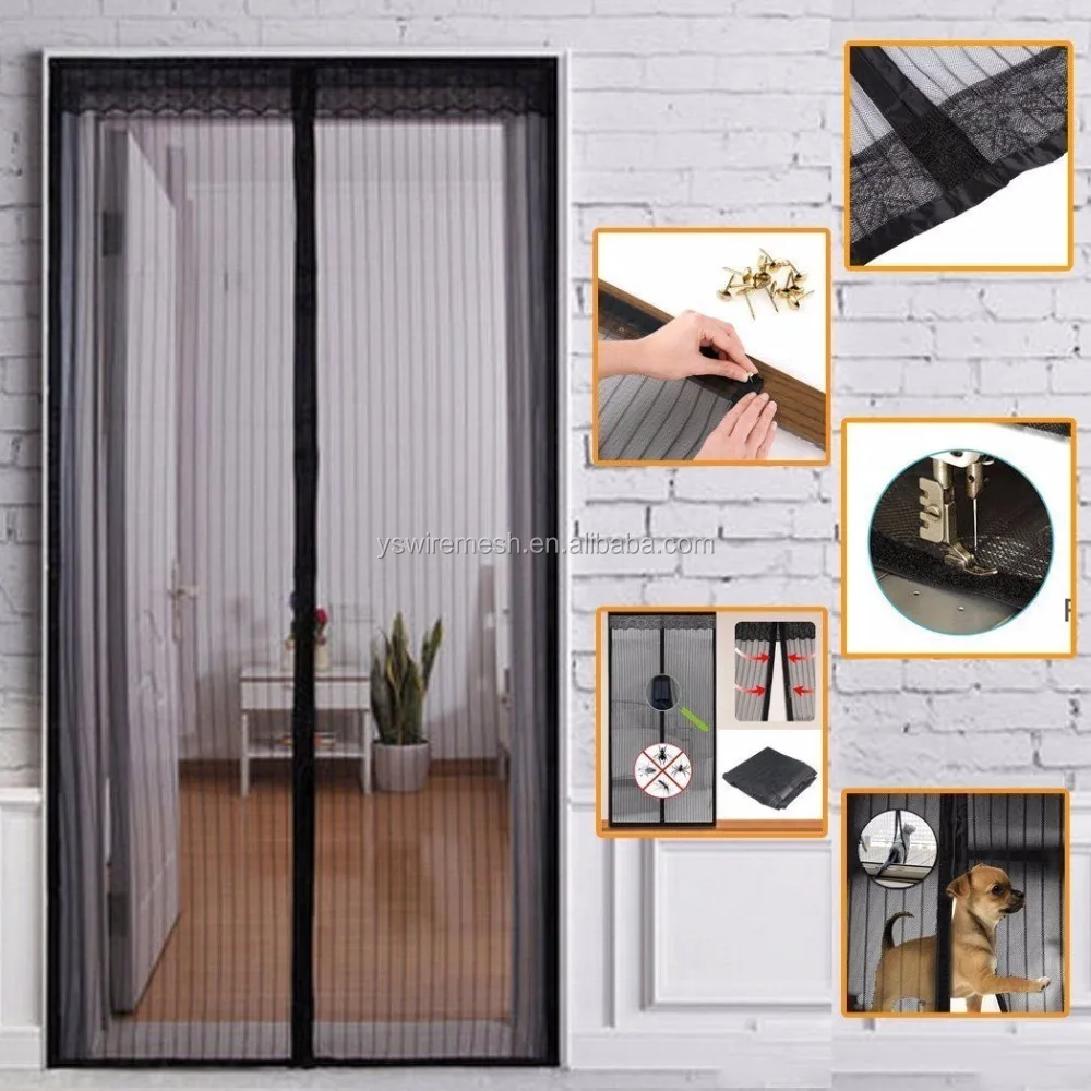 Hand free magnetic net screen/magnetic mesh screen door/hanging fly screen curtain