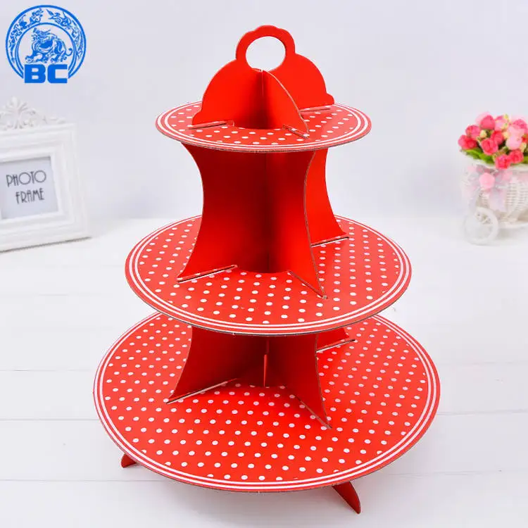 
2018 Factory supplies 3-Tier Corrugated Cupcake cake Stands for kids birthday party 