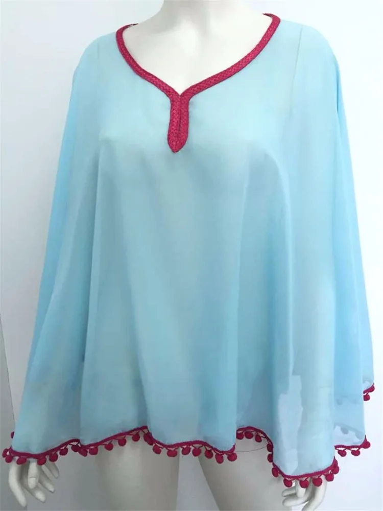 YOUME Sexy Cotton Bathing Suit Cover ups Summer Beach Dress Tassel Trim Bikini Swimsuit Cover Up Beach Wear Pareo Sarong