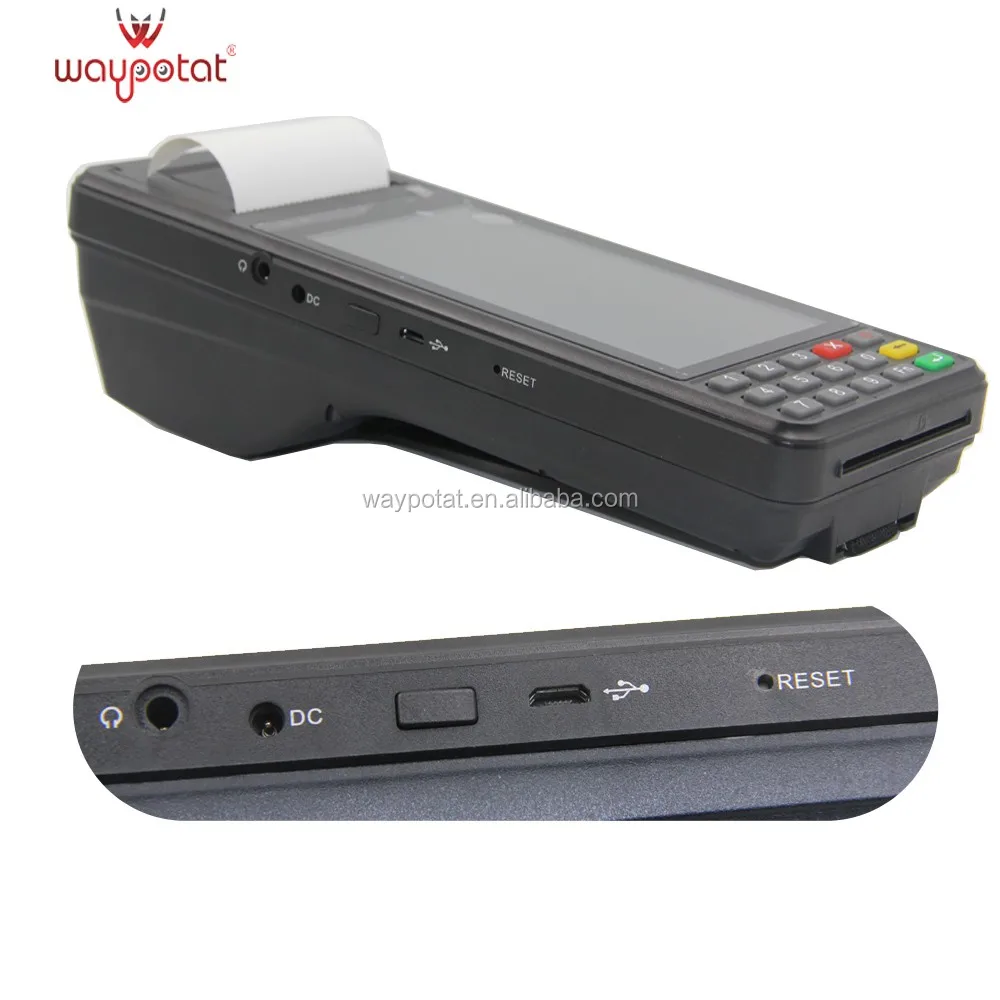 Waypotat latest 4G LTE Android smart pos terminal support fingerprint 2D barcode and EMV certified VPOS3385