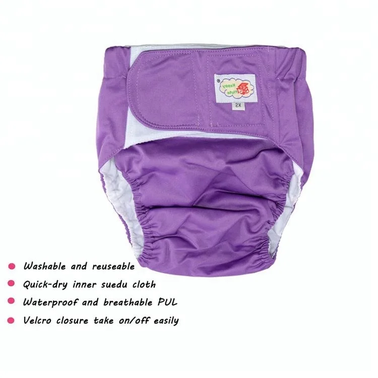 Waterproof and reusable adult cloth diaper pants suede cloth liner