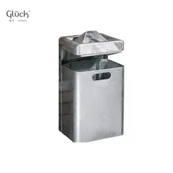 Outdoor wall mount ashtray waste combination 35L galvanized metal garbage bin