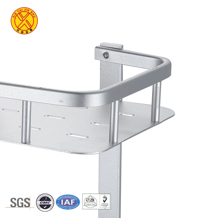 Best selling square adjustable 2 tiers no drilling corner soap shelf aluminium bathroom shelf