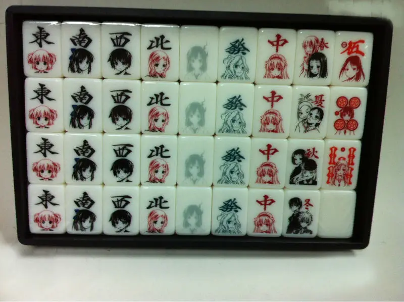 Colorful Japanese Mahjong pieces