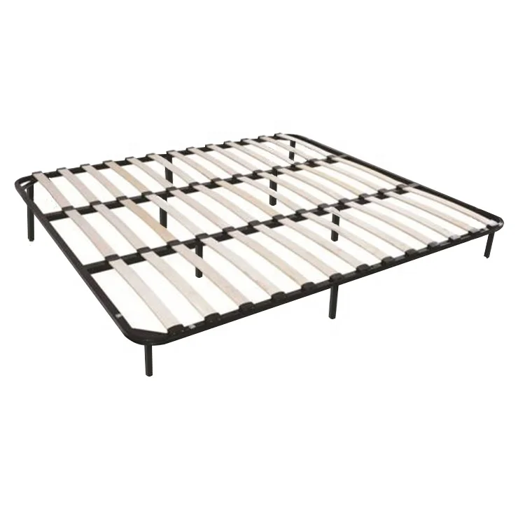 Cheap latest design double size wood slats metal bed frame