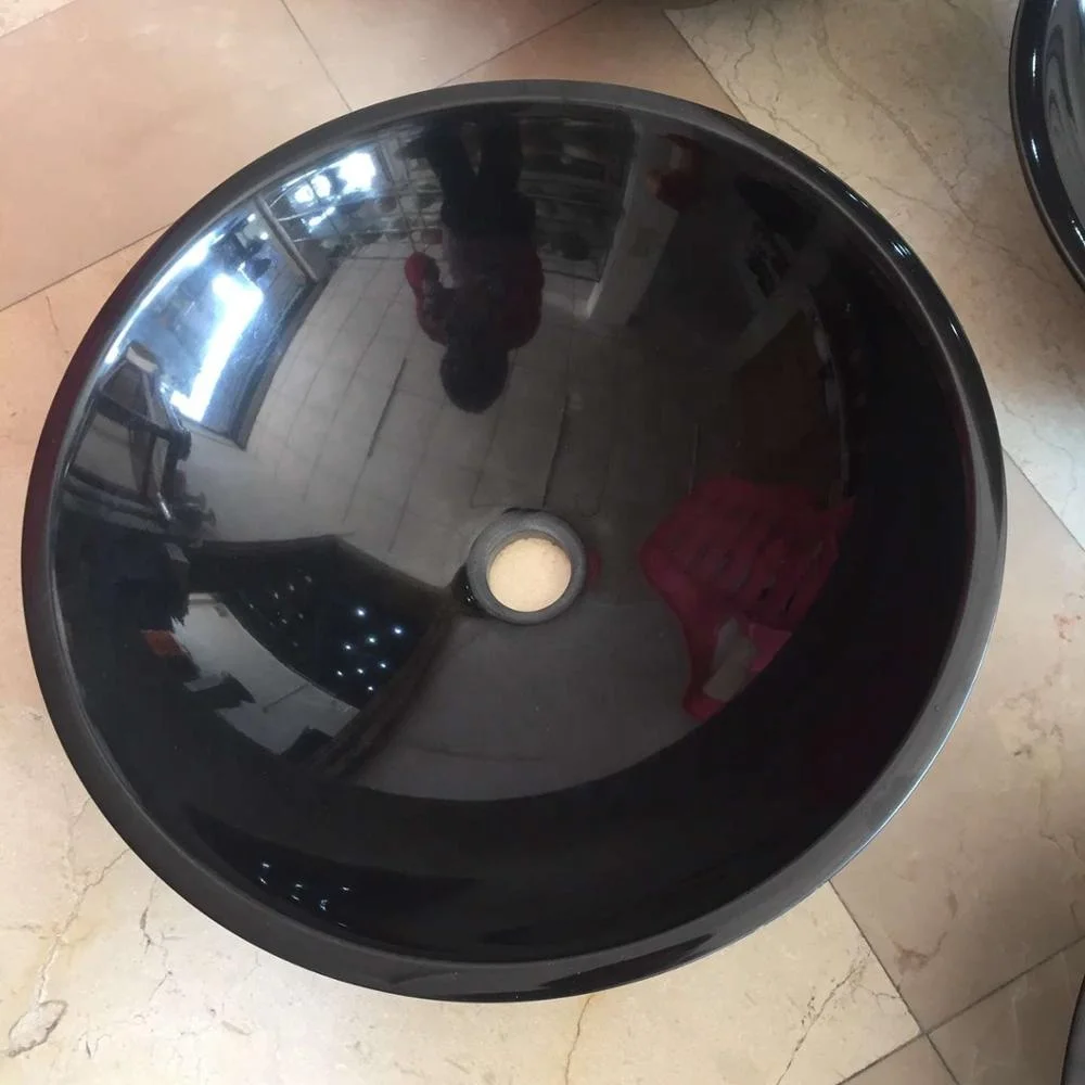 Indoor Natural Stone Black Granite Bathroom Sink