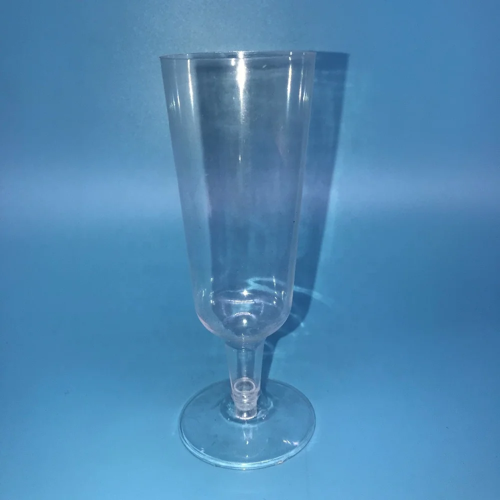 Designed Plastic Champagne flute With Silver Rim