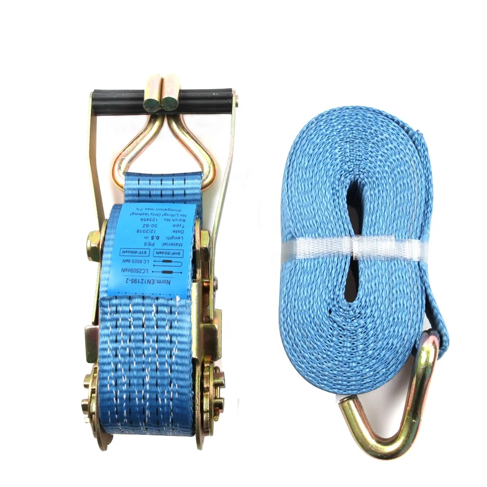 50mm 10000lbs 8m ratchet straps heavy duty buckle with double J hooks 5000kgs