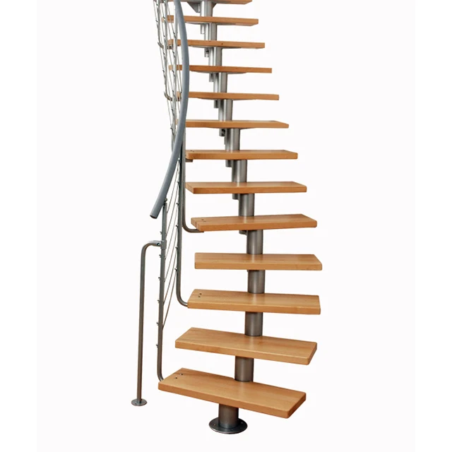 Modern fashion indoor steel carved wood staircase