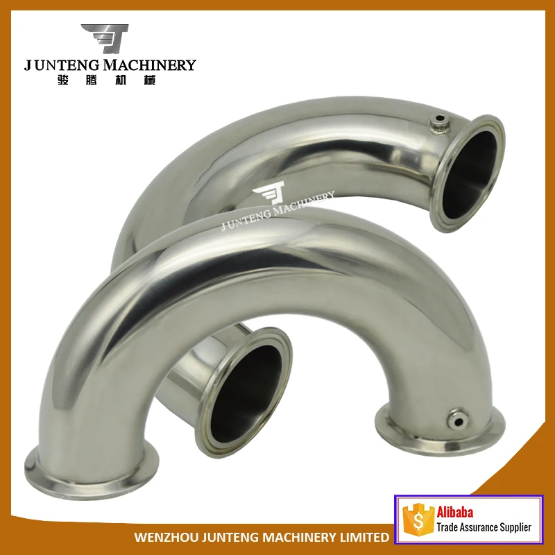 180 Degree Sanitary Stainless Steel Tri Clamp Elbow/ Bend with Thermowell
