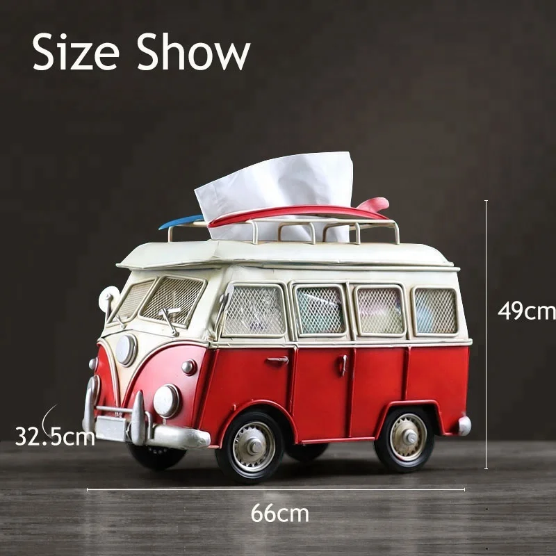 
Vintage Home Decor Bus Model Dispenser Metal Tissue Box Holder Antique Metal Craft For Home Bar Living Room Decoration 