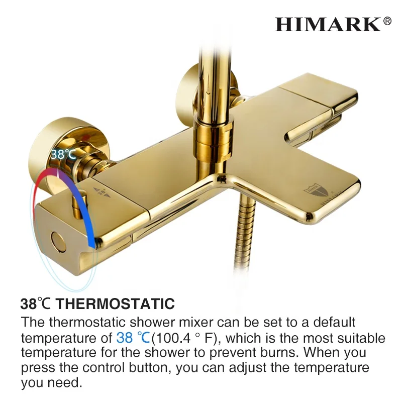 HIMARK bathroom black robinet colonne mitigeur douche columna de ducha gold thermostatic mixer bath & shower faucet system set