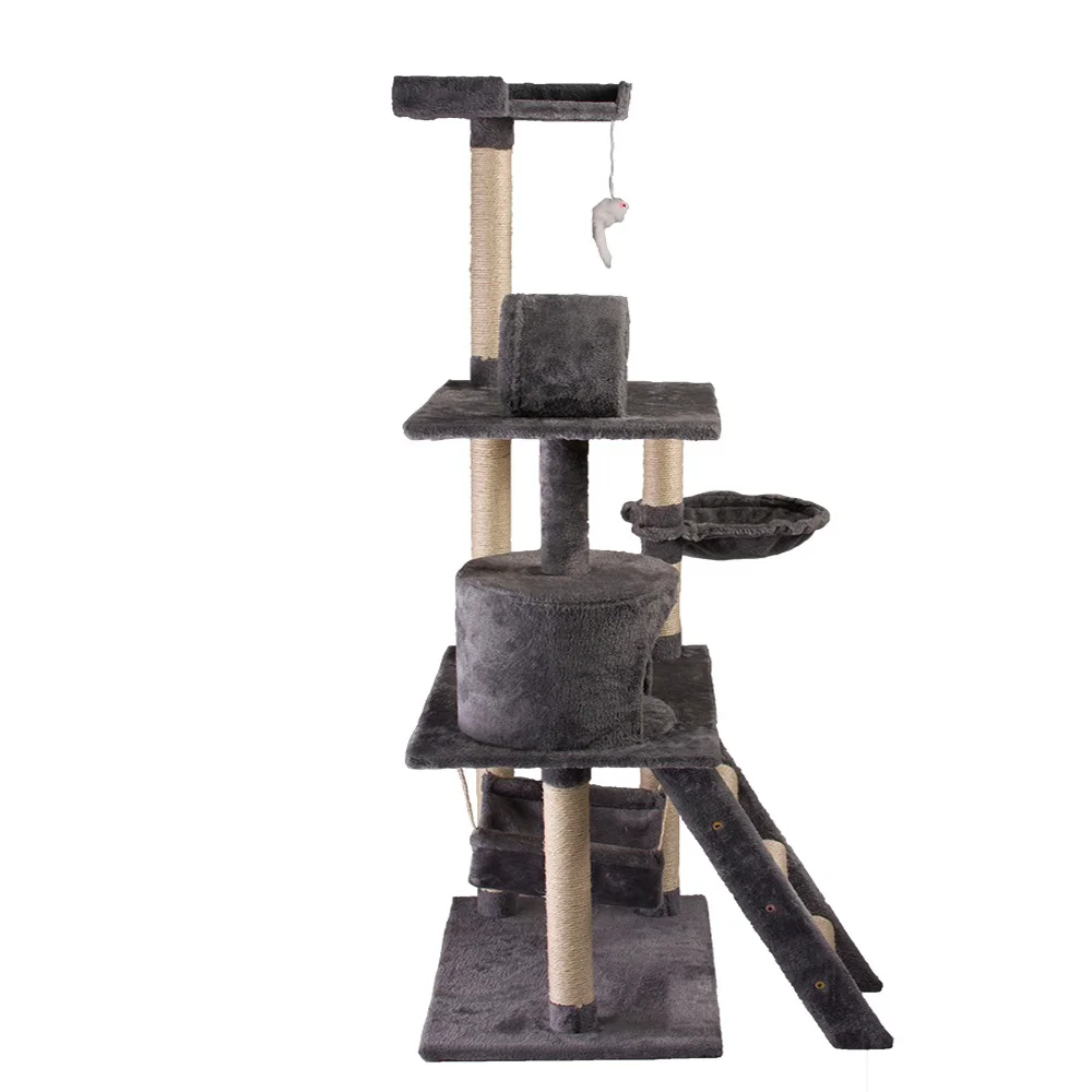 China Customized Design Plush Wooden Pet Condo Tower Supplier Furniture Factory Toys Cat Scratcher Tree House Tower