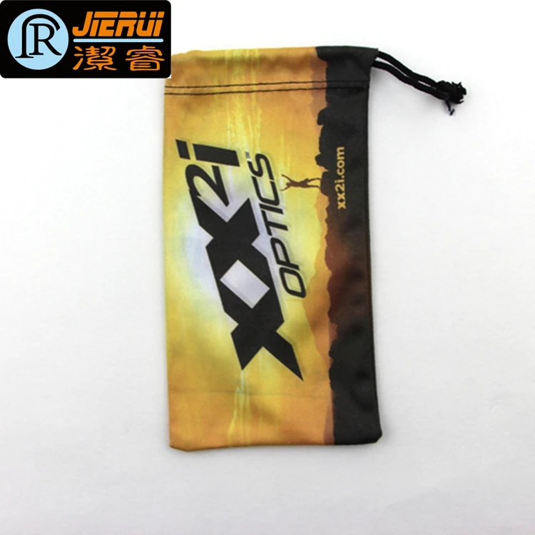
full color printing microfiber drawstring mobile phone pouch 