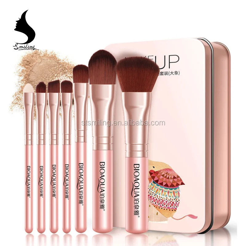 
7 Pieces Makeup Brush Kit Good Quality Powder Eyeshadow Contour Soft Hair Professional Make up Brushes Set Vegan Makeup Brushes 