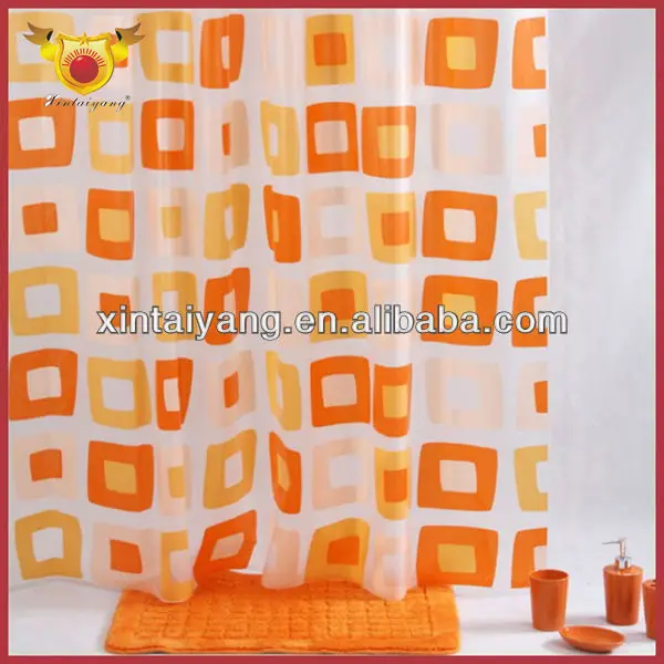 Оранжевый квадраты конструкции ванная комната пева душевой занавес оптовая продажа австрийский хрусталь шторы