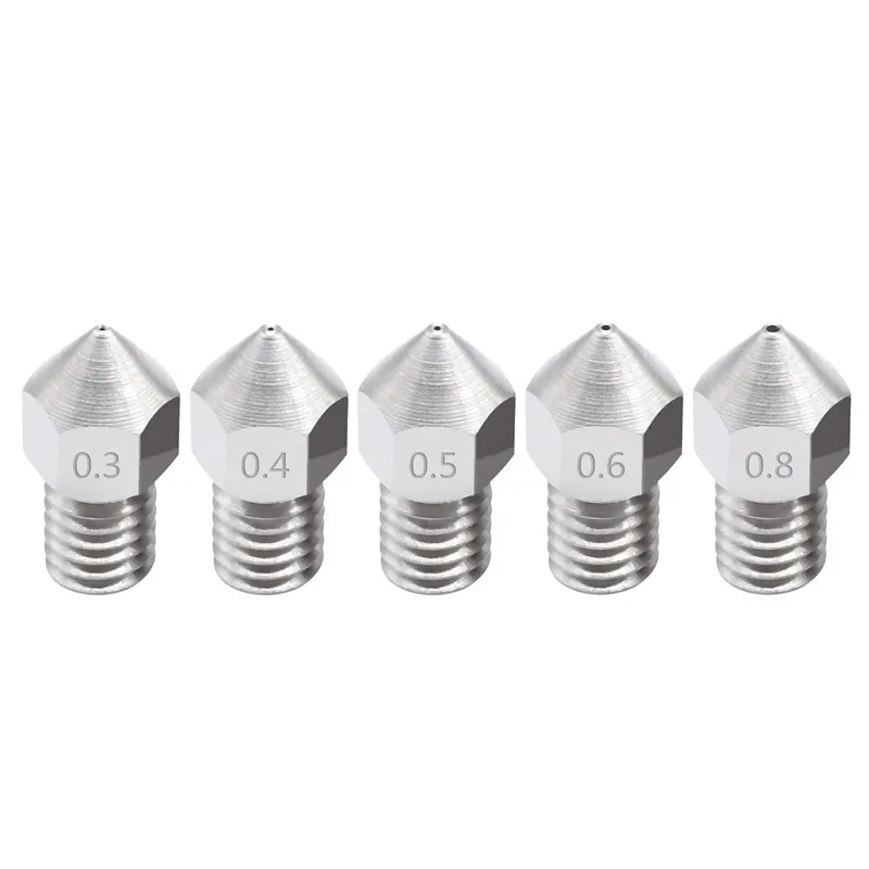 GIULY 3D Printer MK8 V5 V6 stainless steel M6 Nozzle 0.2/0.3/0.4/0.5/0.6/0.8mm Extruder Print Head For 1.75mm Filament
