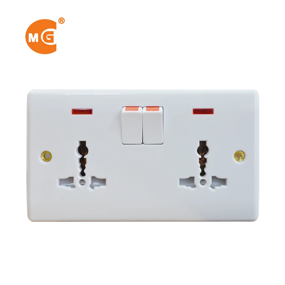 МГ хорошего качества 2 gang универсальный международный Электрический настенный выключатель розетка