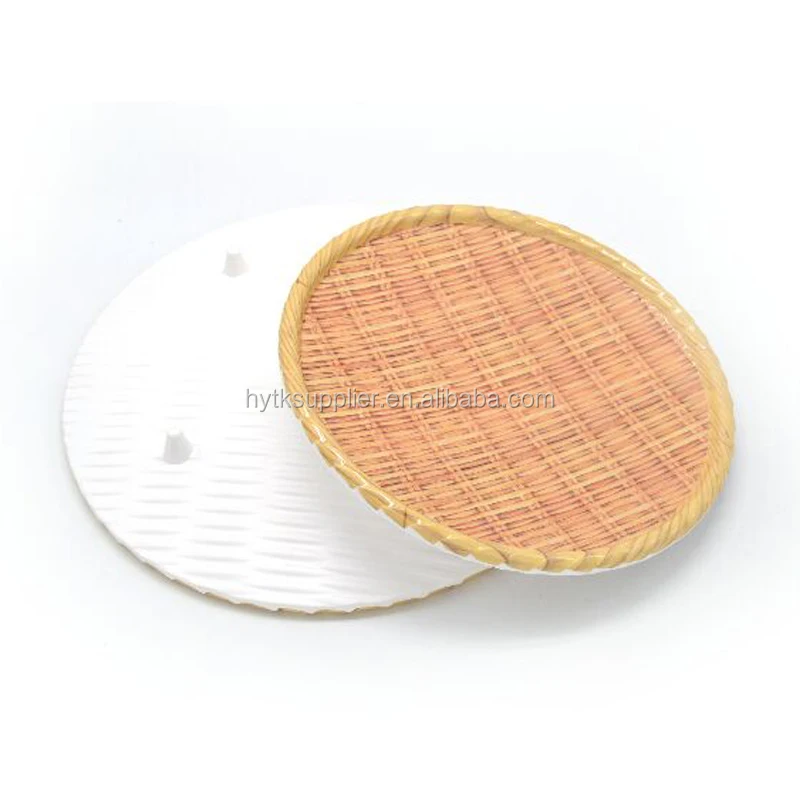 Creative design  rattan bamboo melamine fruit plate,hot BBQ cooked food dish,home usage unbreakable breakfast tray
