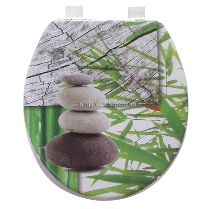 Wholesale adult soft close flower and stone printed bidet toilet seat