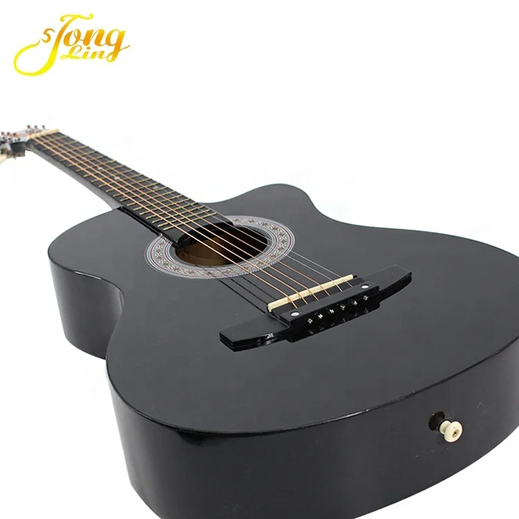 38 Inch Black Musical Instrument High Quality Acoustic Folk Guitar