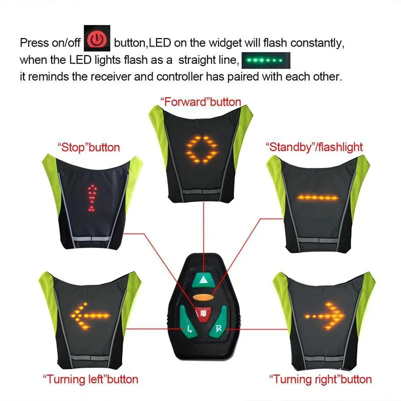 Factory Wholesale Night Safety Warning Reflectors Chaleco Reflector Led Turn Signal Light Roadwear Motorcycle Reflective Vests