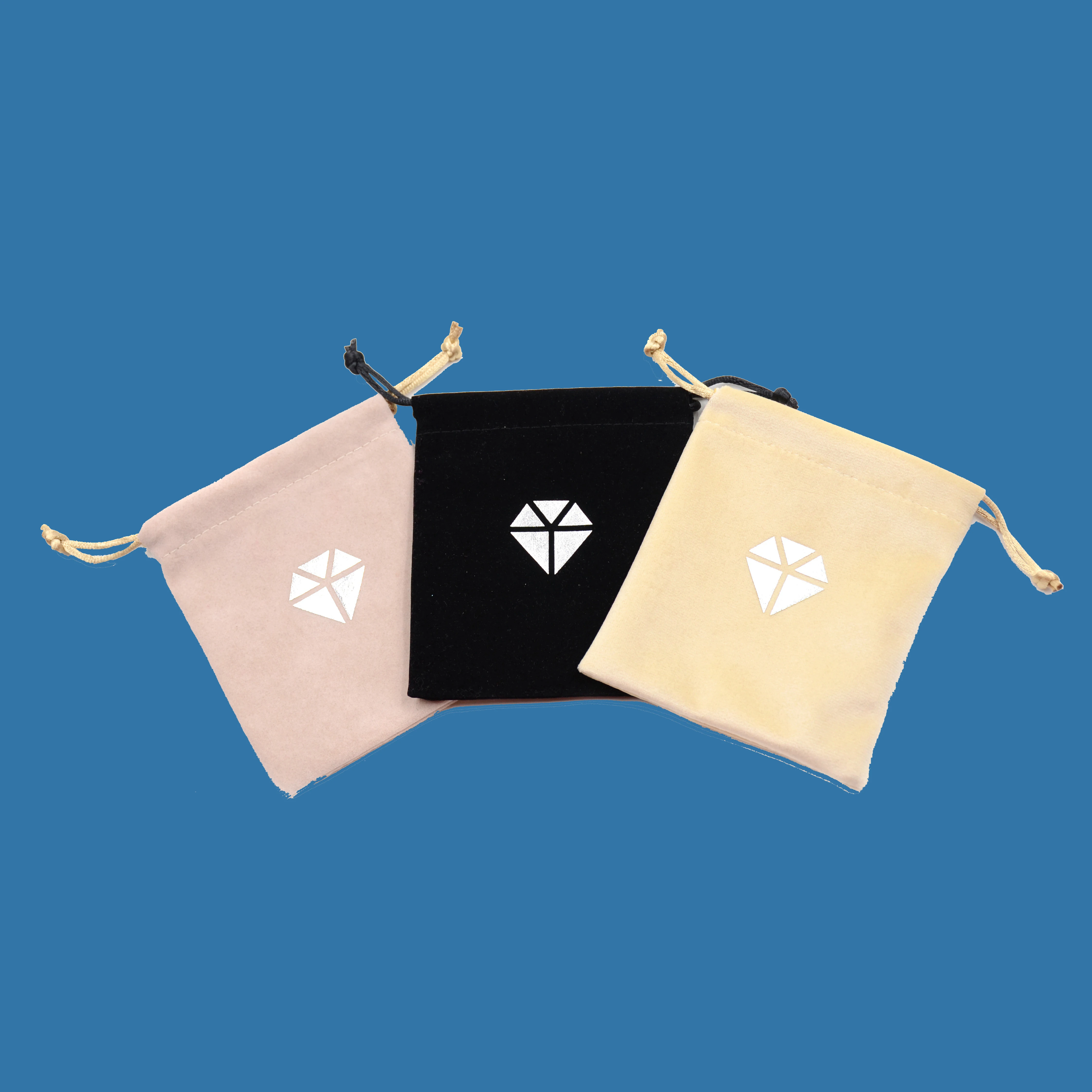 
Personalized print logo colorful small velvet jewelry drawstring pouch bag 