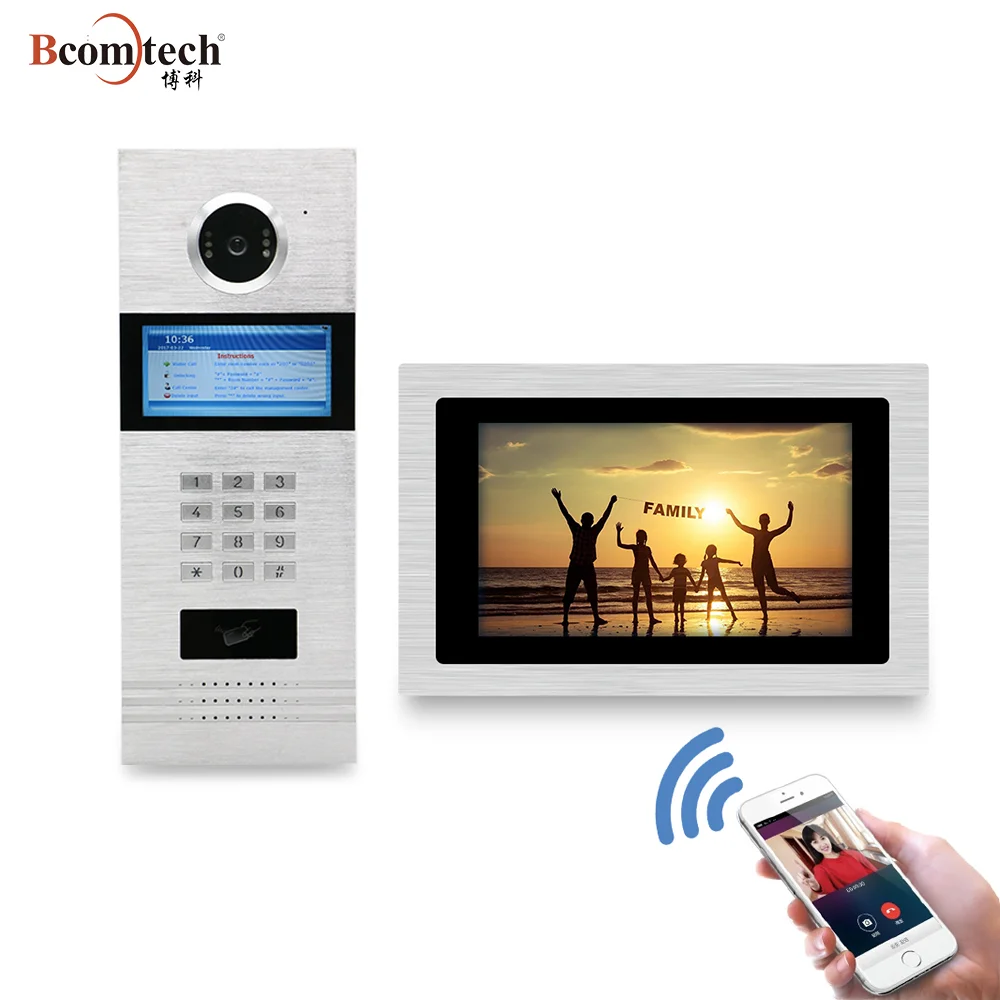 Multi Apartment SIP Video Phone Intercom System 7 inch TFT LCD Touch Screen Wireless Wifi SIP Video Intercom