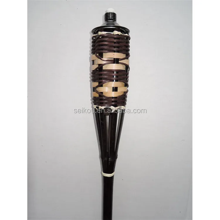 Garden Tiki-Style Bamboo Tiki Torches with Metal Oil Canister