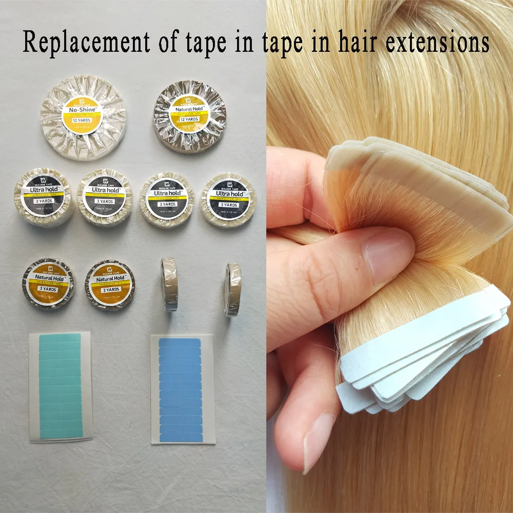 Blue pu glue adhesive double sided tape health & medical packing tapes for tape in hair extensions and wigs