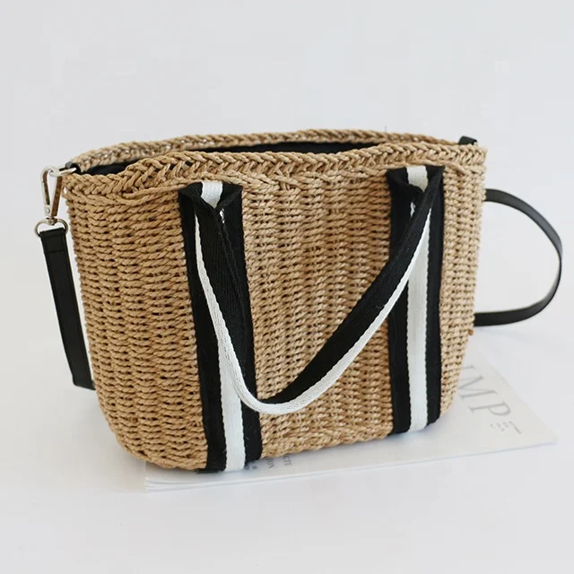 Ins summer straw bag handbag seaside holiday beach bag new knitting bag 2021 light brown yellow laizhou yiyou
