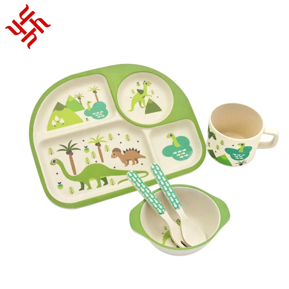 bamboo fiber kids dinner plate set