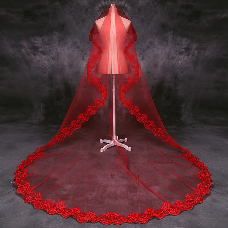 
Hot sell Wholesale Fahion Elegant Wedding Dress Accessories Bridal Tulle Appliqued long Veil 