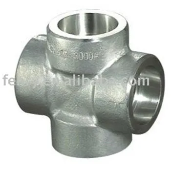 Sfenry ASME B16.11 Forged 4 Way Pipe Connector Stainless Steel 304 Pipe Fittings Cross