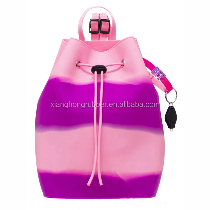 Hot Sale Gift Silicone Assorted Color Backpack Waterproof Drawstring Bucket Bag Girl Travel Beach Bag
