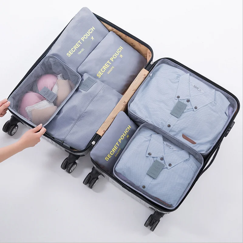 7 PCS Sorting Packing Cubes Compression Travel Bags Compress Storage Luggage Bag for Suitcases