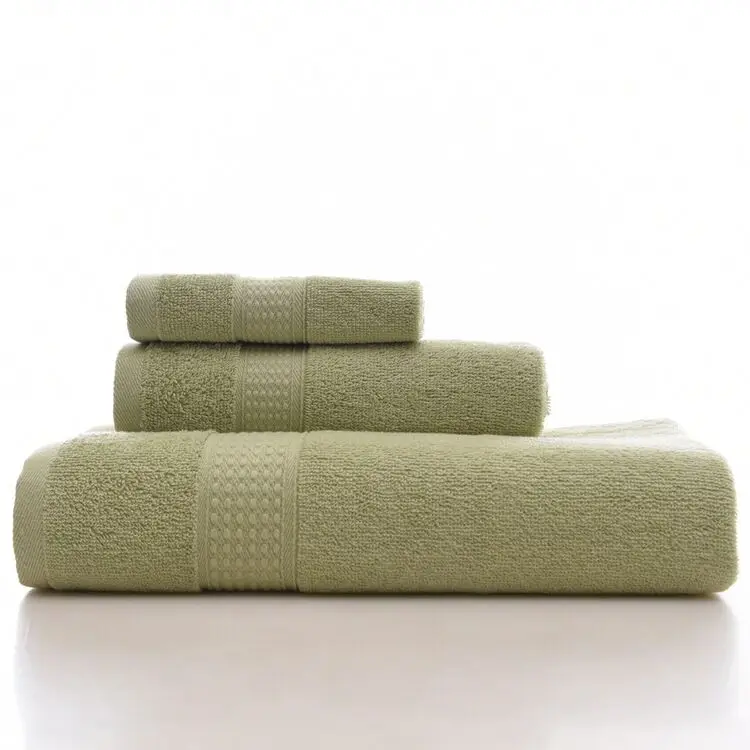 Solid color high quality soft touching 100% cotton towel set hand face bath towel mat hotel set