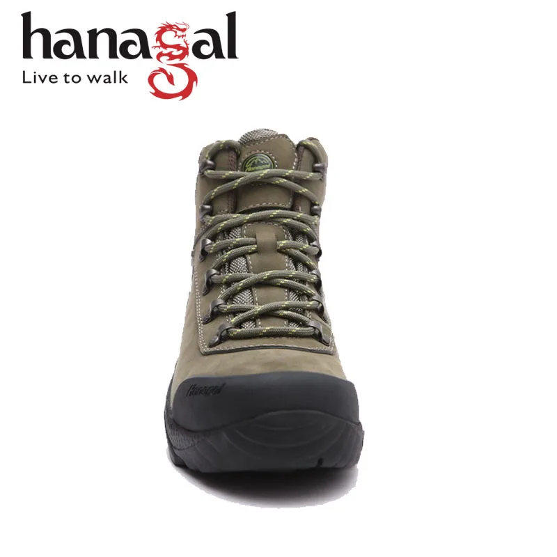 Rubber outsole genuine waterproof hiking boots technology shoes green hunting boots for men