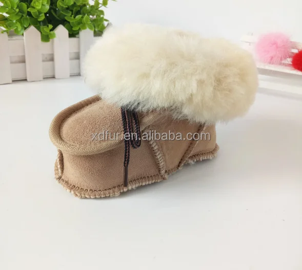 
handmade sheepskin fur baby boots for winter season 