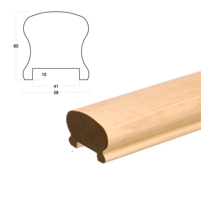 Exterior Wooden Handrails Stairs of Forge Decorative Solid and Composited Round Wooden Timber Handrail for Interior Stairs